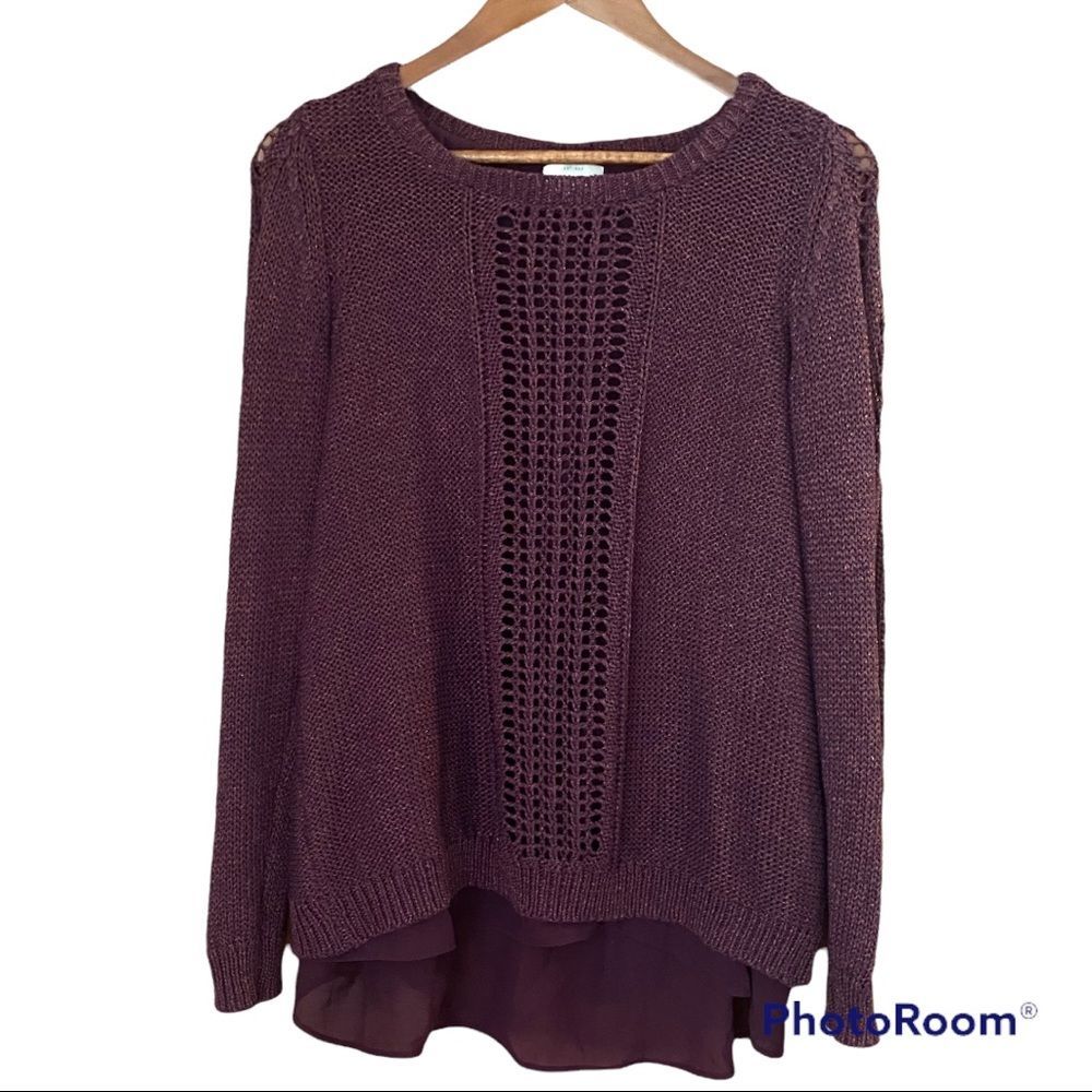 🌵 Last chance! Lucky Brand metallic knit pullover sweater large